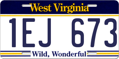 WV license plate 1EJ673