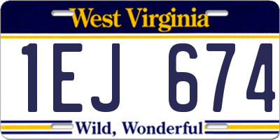 WV license plate 1EJ674