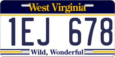 WV license plate 1EJ678