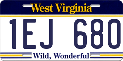WV license plate 1EJ680