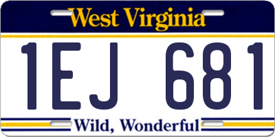 WV license plate 1EJ681