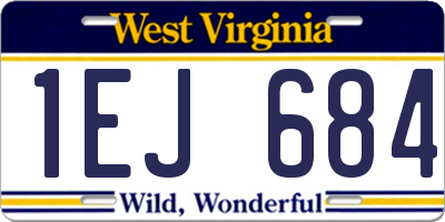 WV license plate 1EJ684