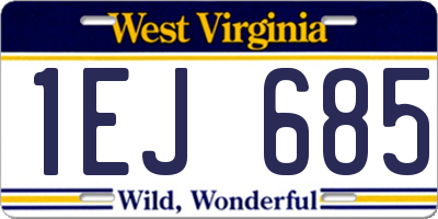 WV license plate 1EJ685