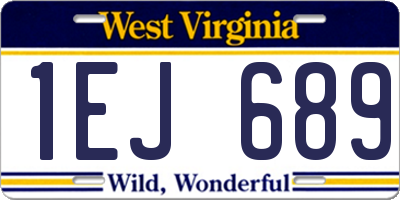 WV license plate 1EJ689