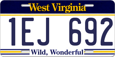 WV license plate 1EJ692