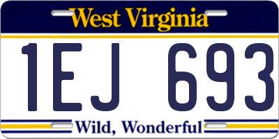 WV license plate 1EJ693