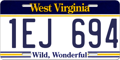 WV license plate 1EJ694