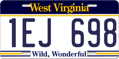 WV license plate 1EJ698