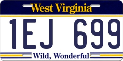 WV license plate 1EJ699