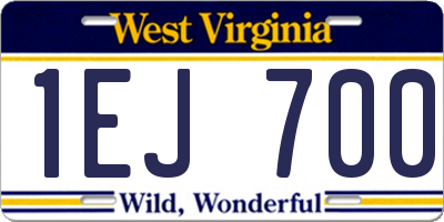 WV license plate 1EJ700