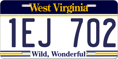 WV license plate 1EJ702
