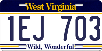 WV license plate 1EJ703