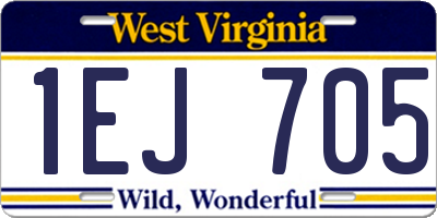WV license plate 1EJ705
