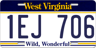WV license plate 1EJ706
