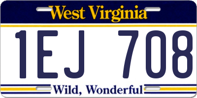 WV license plate 1EJ708