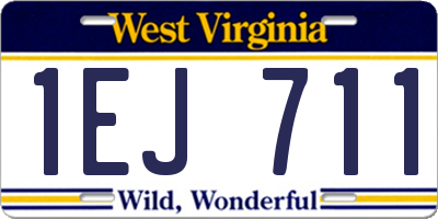 WV license plate 1EJ711