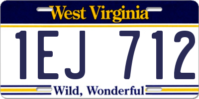 WV license plate 1EJ712
