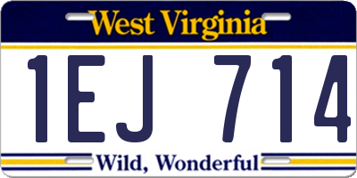 WV license plate 1EJ714