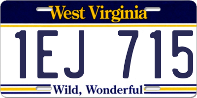 WV license plate 1EJ715