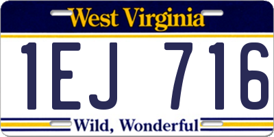 WV license plate 1EJ716