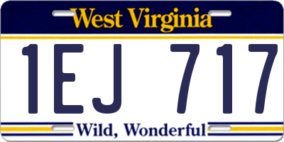 WV license plate 1EJ717