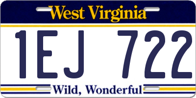 WV license plate 1EJ722