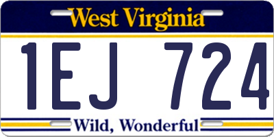 WV license plate 1EJ724