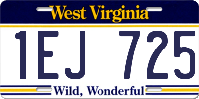 WV license plate 1EJ725