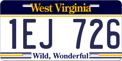 WV license plate 1EJ726