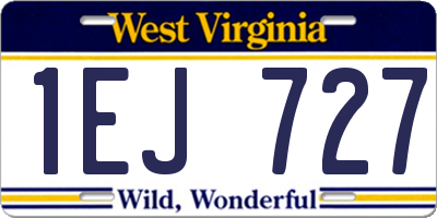 WV license plate 1EJ727