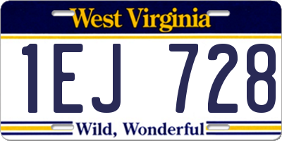 WV license plate 1EJ728