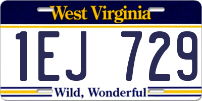 WV license plate 1EJ729
