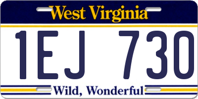 WV license plate 1EJ730