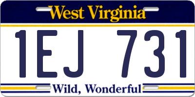 WV license plate 1EJ731