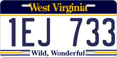 WV license plate 1EJ733