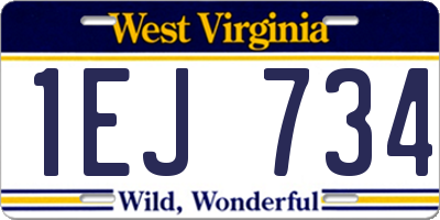 WV license plate 1EJ734