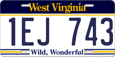 WV license plate 1EJ743
