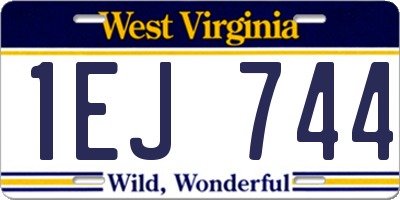 WV license plate 1EJ744