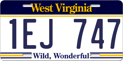 WV license plate 1EJ747