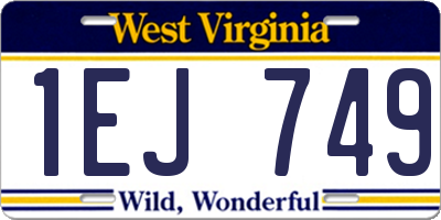 WV license plate 1EJ749