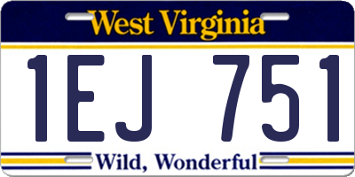 WV license plate 1EJ751