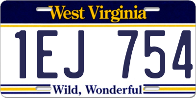 WV license plate 1EJ754