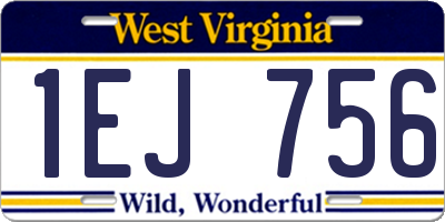 WV license plate 1EJ756