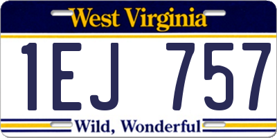 WV license plate 1EJ757