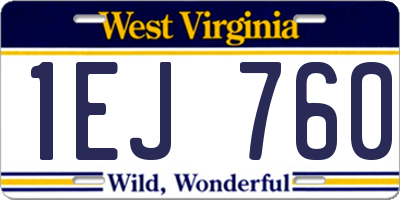 WV license plate 1EJ760