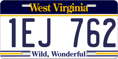 WV license plate 1EJ762