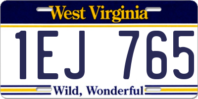 WV license plate 1EJ765