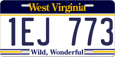 WV license plate 1EJ773