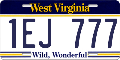 WV license plate 1EJ777