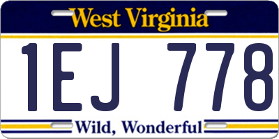 WV license plate 1EJ778